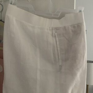 JJill white linen wide leg crop pants